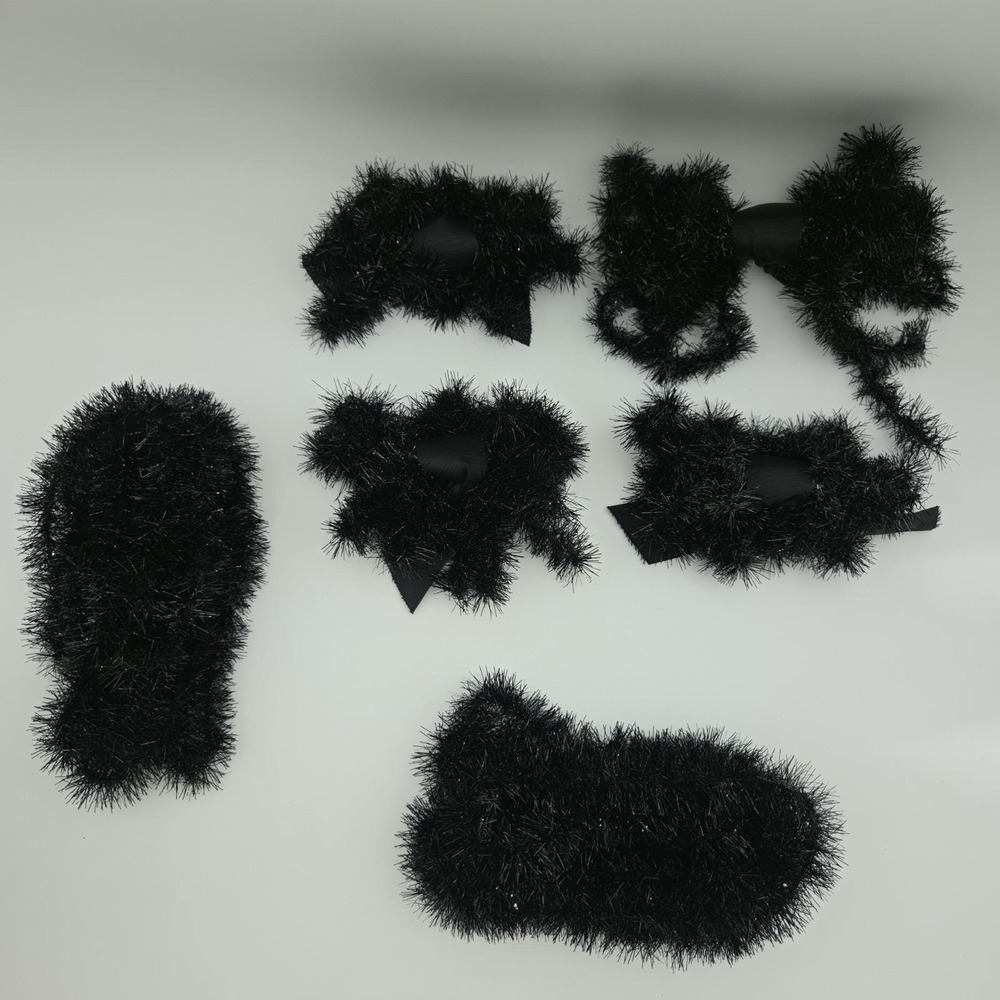 Vintage 6 pcs Bethany Lowe Old Fashioned Black Tinsel Garland Halloween Decor